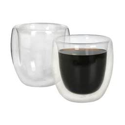 SET TAZA VIDRIO DOBLE PARED X2 100cc
