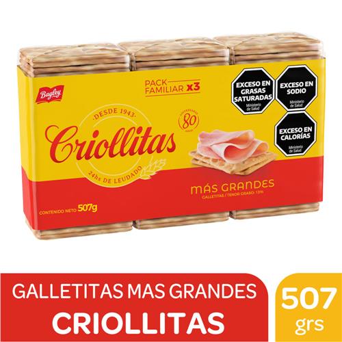 GALLETITAS CRIOLLITAS MAS GRANDES PACK 3 x 169 g