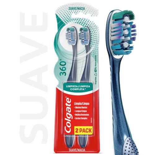 CEPILLO DENTAL COLGATE 360 SUAVE PACK x2uni