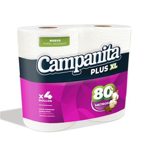 PAPEL HIGIENICO CAMPANITA SOFT PLUS XL x80mts