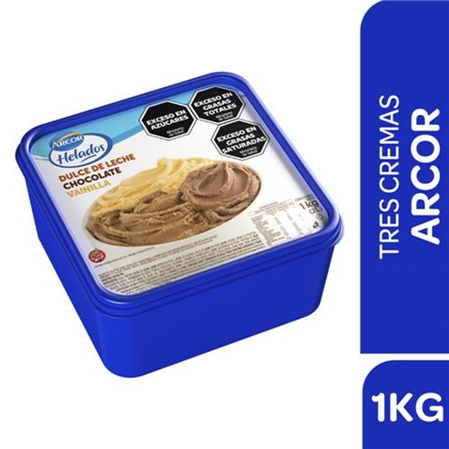 HELADO POTE TRES CREMAS ARCOR x1kg