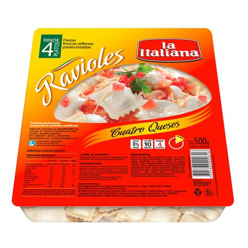 RAVIOLES 4 QUESOS  LA ITALIANA x 500g