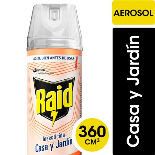 INSECTICIDA CASA Y JARDIN RAID AEROSOL x360ml