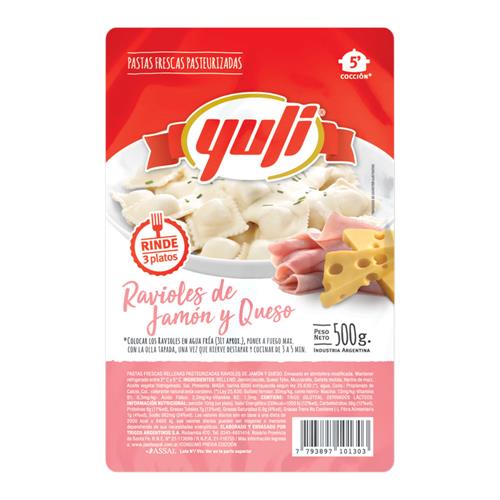 RAVIOLES JAMON Y QUESO YULI x 650g