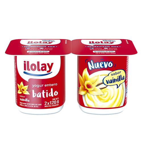 YOGUR ENTERO BATIDO VAINILLA ILOLAY 2x120g
