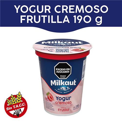YOGUR CREMOSO MILKAUT FRUTILLA X 190