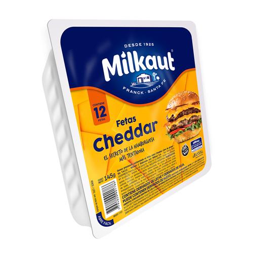 QUESO CHEDDAR EN FETAS MILKAUT x 145g