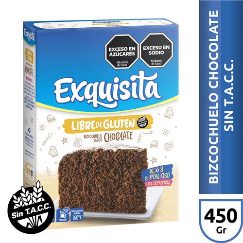 BIZCOCHUELO LIBRE GLUTEN CHOCOLATE EXQUISITA x450grs