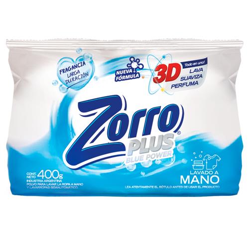 JABON EN POLVO LAV A MANO C/BICARB ZORRO x 400g