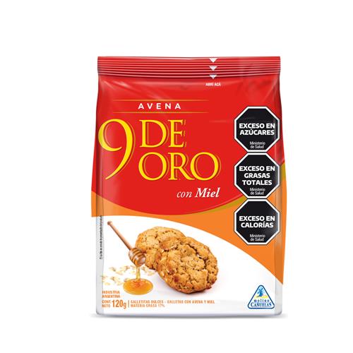 GALLETITAS 9 DE ORO COOKIES AVENA C/MIEL x 120 g