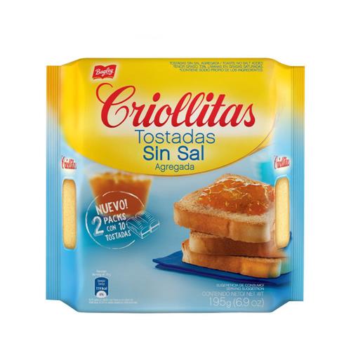 TOSTADAS CRIOLLITAS SIN SAL x 195g