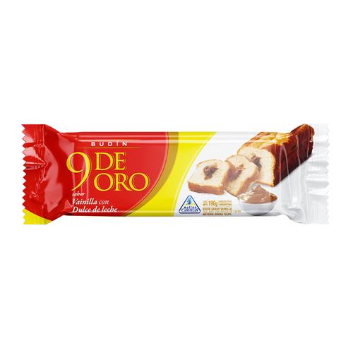 BUDIN C/DULCE DE LECHE 9 DE ORO x190grs
