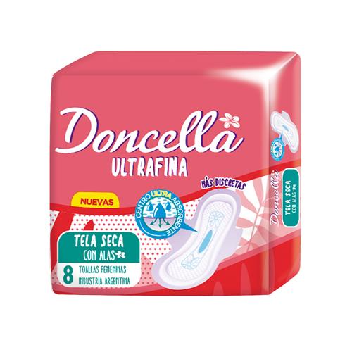 TOALLA DONCELLA ULTRAFINA C/ALAS  TELA SECA X8