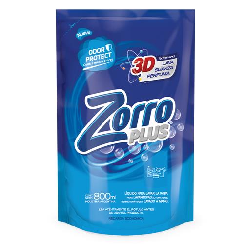 JABON LIQUIDO 3D PLUS ZORRO DP x800ml