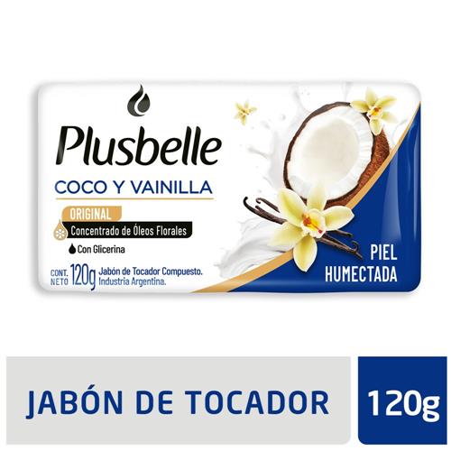 JABON TOCADOR COCO Y VAINILLA PLUSBELLE X120GRS