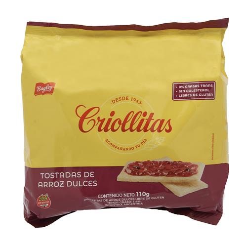 TOSTADA DE ARROZ CRIOLLITAS x 110 g