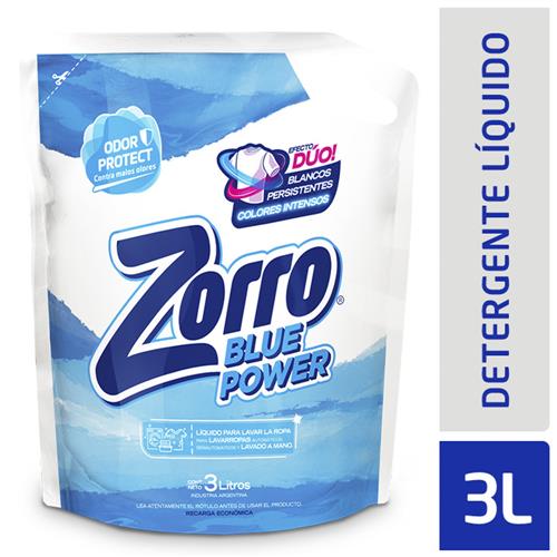 JABON LIQUIDO BLUE POWER DP ZORRO x 3L