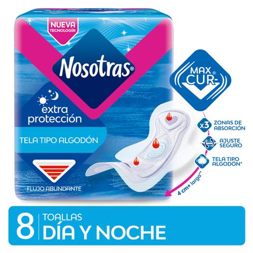 TOALLA FEMENINA DIA Y NOCHE EXTRA PROTEC NOSOTRAS X8