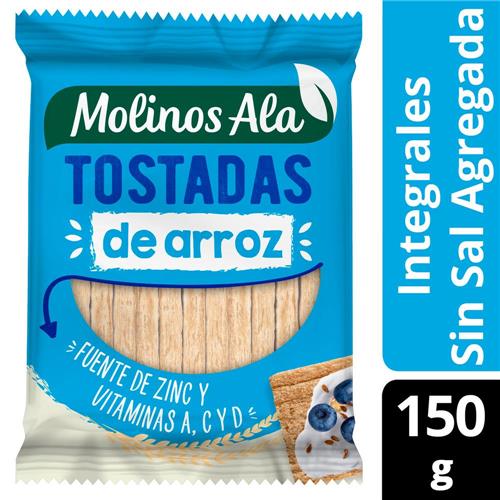 TOSTADAS ARROZ INTEGRAL S/SAL MOLINOS ALA x 150g