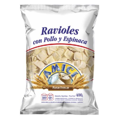 RAVIOLES POLLO Y ESPINACA AMICI x 400g