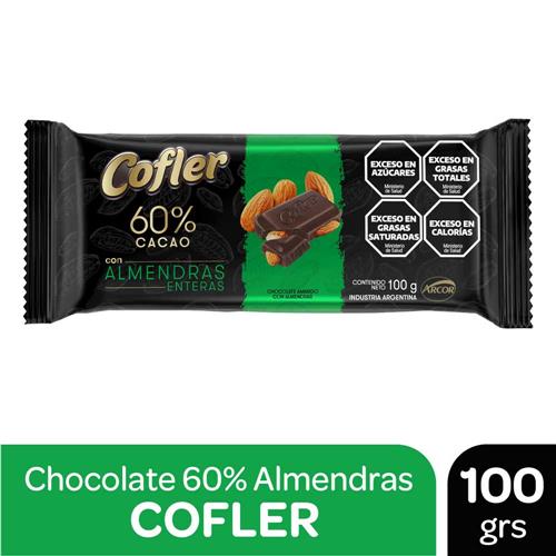 CHOCOLATE COFLER 60% CACAO ALMENDRAS X100G