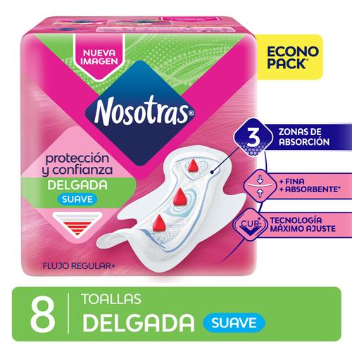 TOALLA FEMENINA DELGADA NOSOTRAS x 8u