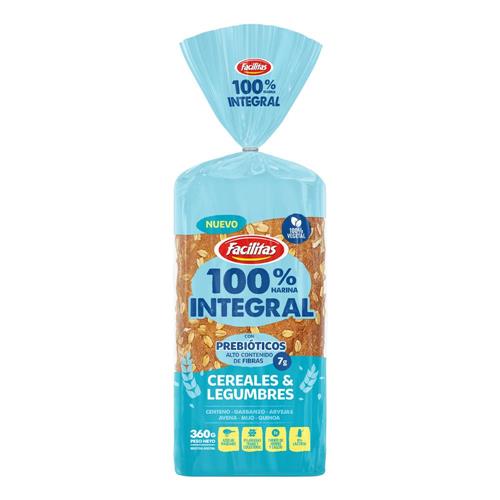 PAN LACTAL CEREALES Y LEGUMBRES 100% INTEGRAL FACILITAS X380GRS
