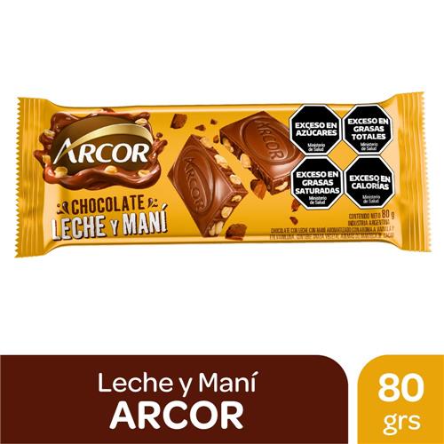 CHOCOLATE ARCOR LECHE Y MANI X 80GRS