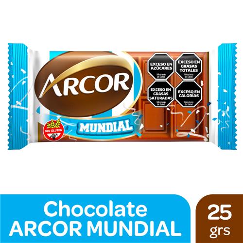 CHOCOLATE LECHE ARCOR MUNDIAL 25gr