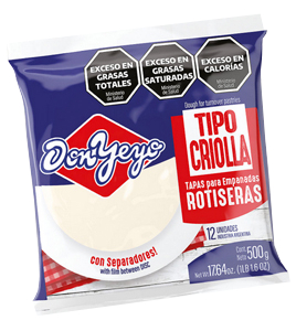 DISCOS DE EMPANADA TIPO CRIOLLA DON YEYO X330GRS