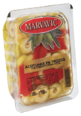 ACEITUNA TROZOS p/PIZZA MARVAVIC x300g