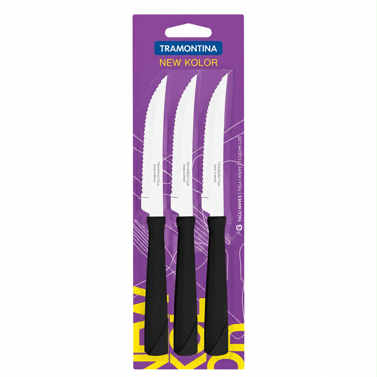 CUCHILLO NEW COLOR TRAMONTINA x 3u