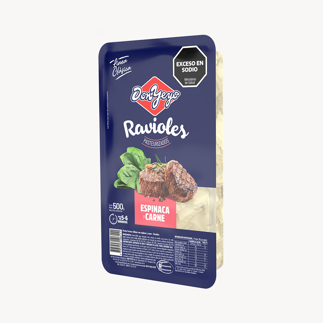 RAVIOLES ESPINACA Y CARNE DON YEYO x 500g