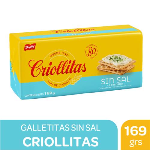 GALLETITAS SIN SAL CRIOLLITAS x169grs