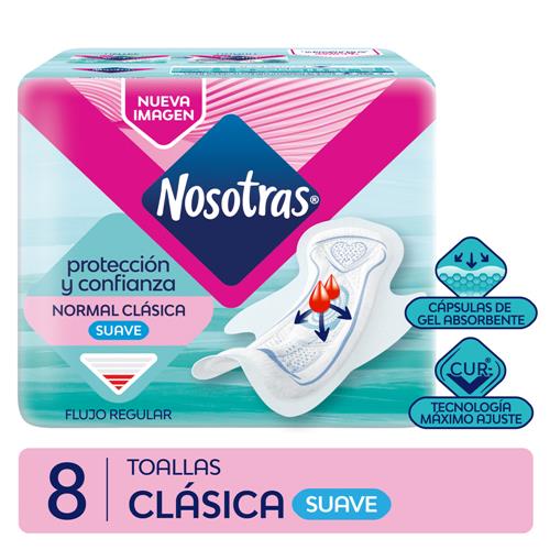TOALLAS FEMENINAS NOSOTRAS NORMAL SUAVE BOB X 8