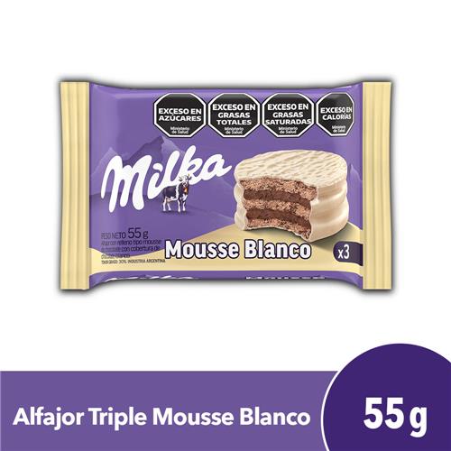 ALFAJOR MOUSSE BLANCO TRIPLE MILKA x55grs