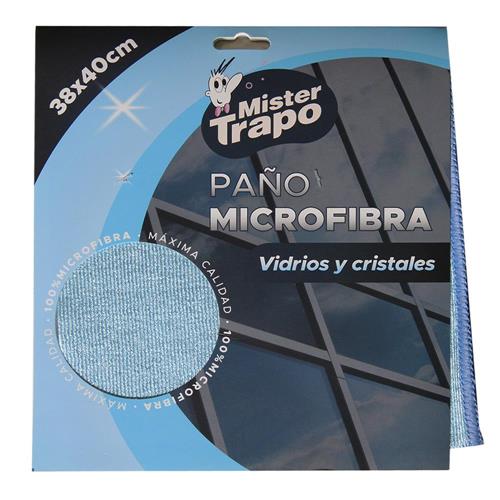 PAÑO MICROFIBRA VIDRIOS Y CRISTALES MISTER TRAPO 38x40cm